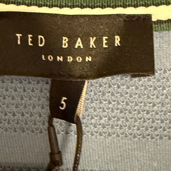 Ted Baker London Men's Sky Blue Long Sleeve Striped Polo Shirt - Size 5 - Picture 3 of 6